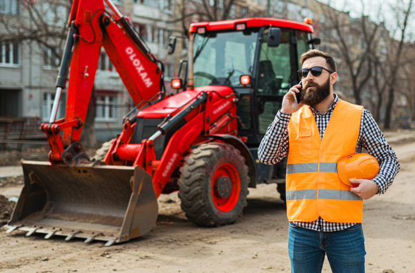 Imagem de homem utilizando um equipamento em obra urbana